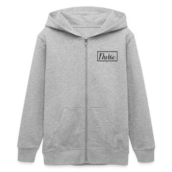 Cadeau d’une étudiante diplômée en sciences infirmières fière - Veste à capuche ado bio Stanley/Stella - gris chiné - Devant - AI Model Teenager Male light (155cm)