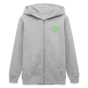Saint Patrick Vert  - Veste à capuche ado bio Stanley/Stella - gris chiné - Devant - AI Model Teenager Male light (155cm)