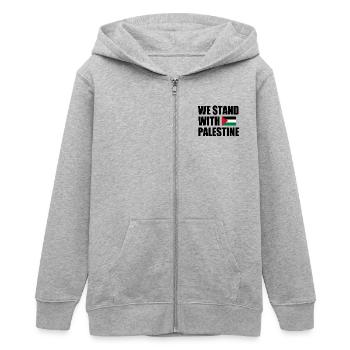 We stand with palestine - Veste à capuche ado bio Stanley/Stella - gris chiné - Devant - AI Model Teenager Male light (155cm)