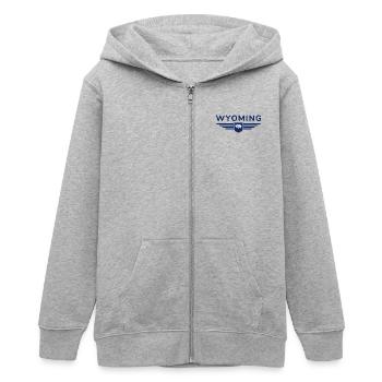 Wyoming Fan Shirt – Wild & Frei - Teenager Organic Kapuzenjacke Mini Cultivator von Stanley/Stella - Grau meliert - Vorne - AI Model Teenager Male light (155cm)