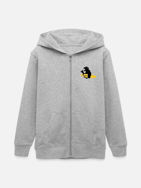 surfing monkey - Teenager Organic Kapuzenjacke Mini Cultivator von Stanley/Stella - Grau meliert
