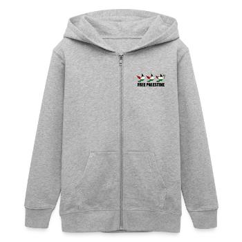 Free palestine - Veste à capuche ado bio Stanley/Stella - gris chiné - Devant - AI Model Teenager Male light (155cm)