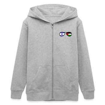 Free Palestine Israel peace - Veste à capuche ado bio Stanley/Stella - gris chiné - Devant - AI Model Teenager Male light (155cm)