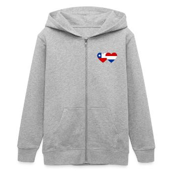 Chile_Holland_Flagge_Herz - Teenager Organic Kapuzenjacke Mini Cultivator von Stanley/Stella - Grau meliert - Vorne - AI Model Teenager Male light (155cm)