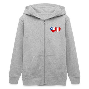 Chile_Peru_Flagge_Herz - Teenager Organic Kapuzenjacke Mini Cultivator von Stanley/Stella - Grau meliert - Vorne - AI Model Teenager Male light (155cm)