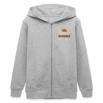 Sommerabschied mit Sonnenmotiven - Teenager Organic Kapuzenjacke Mini Cultivator von Stanley/Stella - Grau meliert - Vorne - AI Model Teenager Male light (155cm)