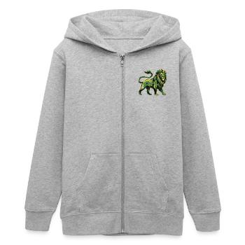 Lion Roots Reggae - Teenager Organic Kapuzenjacke Mini Cultivator von Stanley/Stella - Grau meliert - Vorne - AI Model Teenager Male light (155cm)