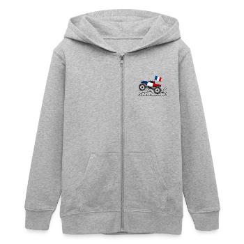 Monstertruck Frankreich Flagge - Teenager Organic Kapuzenjacke Mini Cultivator von Stanley/Stella - Grau meliert - Vorne - AI Model Teenager Male light (155cm)