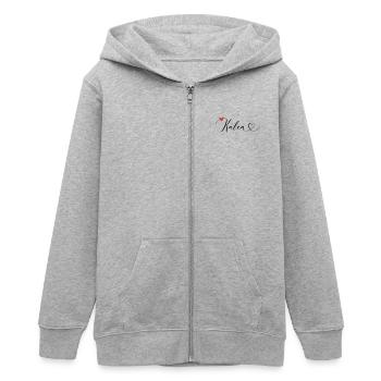Kalea Nom Prénom Calligraphie Coeur - Veste à capuche ado bio Stanley/Stella - gris chiné - Devant - AI Model Teenager Male light (155cm)