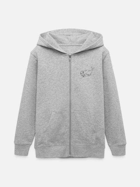Blauwal mit Skateboard - Teenager Organic Kapuzenjacke Mini Cultivator von Stanley/Stella - Grau meliert
