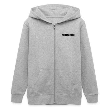 You matter - Teenager Organic Kapuzenjacke Mini Cultivator von Stanley/Stella - Grau meliert - Vorne - AI Model Teenager Male light (155cm)