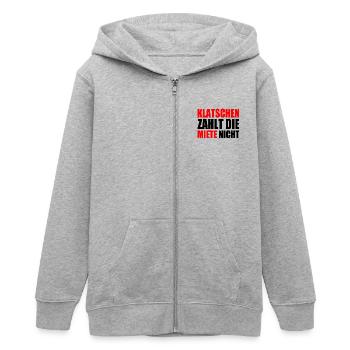 klatschen zahlt nicht die miete - Teenager Organic Kapuzenjacke Mini Cultivator von Stanley/Stella - Grau meliert - Vorne - AI Model Teenager Male light (155cm)