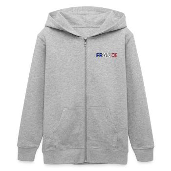 Drapeau France - Veste à capuche ado bio Stanley/Stella - gris chiné - Devant - AI Model Teenager Male light (155cm)