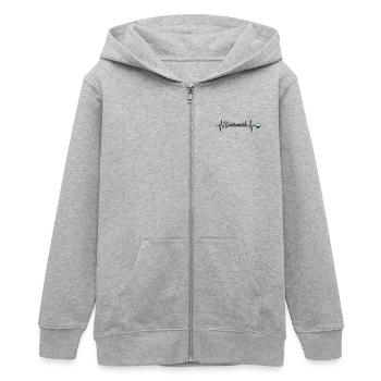 Steiermark Puls Herzlinie - Teenager Organic Kapuzenjacke Mini Cultivator von Stanley/Stella - Grau meliert - Vorne - AI Model Teenager Male light (155cm)