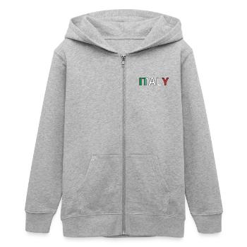 Drapeau Italy - Veste à capuche ado bio Stanley/Stella - gris chiné - Devant - AI Model Teenager Male light (155cm)