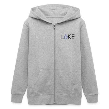 I Like - Gefällt mir - Daumen hoch - Teenager Organic Kapuzenjacke Mini Cultivator von Stanley/Stella - Grau meliert - Vorne - AI Model Teenager Male light (155cm)