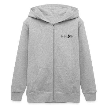 Snowboard heartbeat snowboarders mountain snow - Teens Organic Zip-up Hoodie by Stanley/Stella - heather grey - Front - AI Model Teenager Male light (155cm)