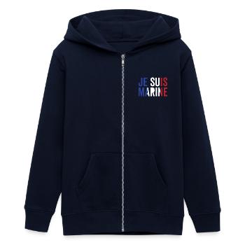Ich bin Marine - Teenager Organic Kapuzenjacke Mini Cultivator von Stanley/Stella - Navy - Vorne - AI Model Teenager Male light (155cm)