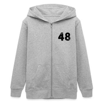 48 - Teenager Organic Kapuzenjacke Mini Cultivator von Stanley/Stella - Grau meliert - Vorne - AI Model Teenager Male light (155cm)