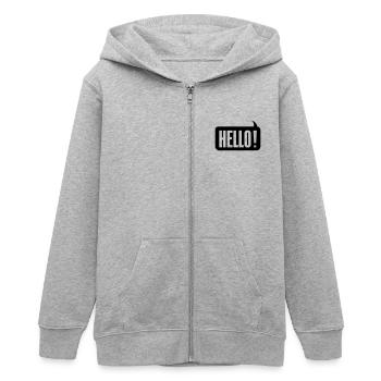Hello! - Teens Organic Zip-up Hoodie by Stanley/Stella - heather grey - Front - AI Model Teenager Male light (155cm)