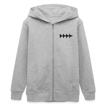 audio_waves_f1 - Teenager Organic Kapuzenjacke Mini Cultivator von Stanley/Stella - Grau meliert - Vorne - AI Model Teenager Male light (155cm)