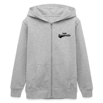 Team Bräutigam - Teenager Organic Kapuzenjacke Mini Cultivator von Stanley/Stella - Grau meliert - Vorne - AI Model Teenager Male light (155cm)
