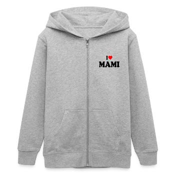 I love mami - Teens Organic Zip-up Hoodie by Stanley/Stella - heather grey - Front - AI Model Teenager Male light (155cm)