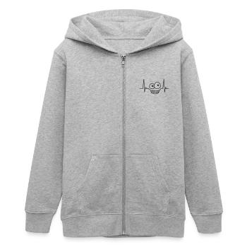 grinface_pulse_1c - Teenager Organic Kapuzenjacke Mini Cultivator von Stanley/Stella - Grau meliert - Vorne - AI Model Teenager Male light (155cm)