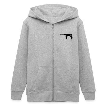 Bohrmaschine - Teenager Organic Kapuzenjacke Mini Cultivator von Stanley/Stella - Grau meliert - Vorne - AI Model Teenager Male light (155cm)