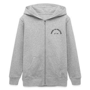 Theorie der Evolution - Est. 1859 (Half-Kreis) - Teenager Organic Kapuzenjacke Mini Cultivator von Stanley/Stella - Grau meliert - Vorne - AI Model Teenager Male light (155cm)