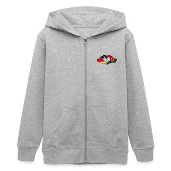 Allemagne Angola drapeau mains coeur forme utilisé - Veste à capuche ado bio Stanley/Stella - gris chiné - Devant - AI Model Teenager Male light (155cm)