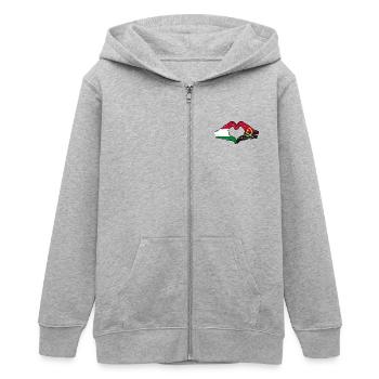 Hongrie Angola drapeau mains forme de coeur utilisé - Veste à capuche ado bio Stanley/Stella - gris chiné - Devant - AI Model Teenager Male light (155cm)