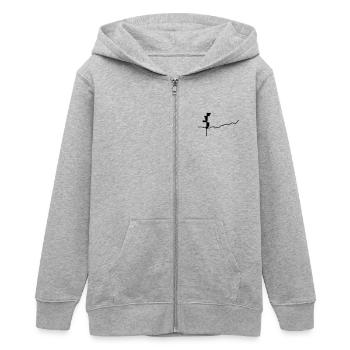 wegweiser mit berglinie - Teenager Organic Kapuzenjacke Mini Cultivator von Stanley/Stella - Grau meliert - Vorne - AI Model Teenager Male light (155cm)