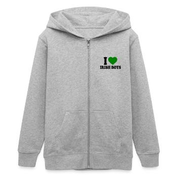I love irish boys - Teenager Organic Kapuzenjacke Mini Cultivator von Stanley/Stella - Grau meliert - Vorne - AI Model Teenager Male light (155cm)