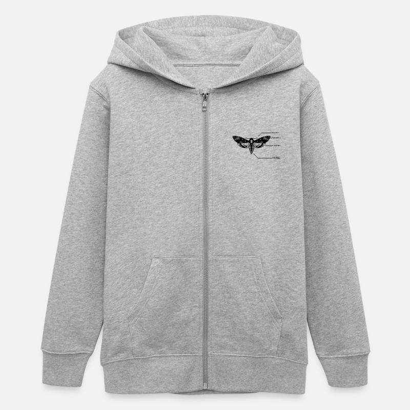 1bit Pixel Crâne Hawkmoth - Veste à capuche ado bio Stanley/Stella - gris chiné