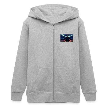 Urzeitlicher Krieger - Teenager Organic Kapuzenjacke Mini Cultivator von Stanley/Stella - Grau meliert - Vorne - AI Model Teenager Male light (155cm)