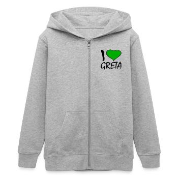 I love greta - Veste à capuche ado bio Stanley/Stella - gris chiné - Devant - AI Model Teenager Male light (155cm)