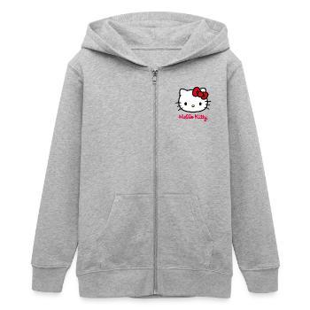Hello Kitty Klassisches Portrait - Teenager Organic Kapuzenjacke Mini Cultivator von Stanley/Stella - Grau meliert - Vorne - AI Model Teenager Male light (155cm)