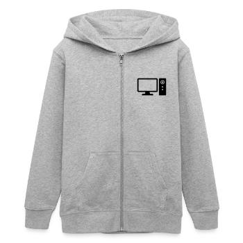 Computer - Teenager Organic Kapuzenjacke Mini Cultivator von Stanley/Stella - Grau meliert - Vorne - AI Model Teenager Male light (155cm)