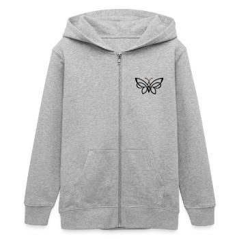 butterfly - Teens Organic Zip-up Hoodie by Stanley/Stella - heather grey - Front - AI Model Teenager Male light (155cm)