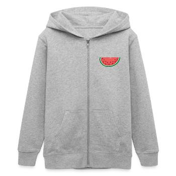 Wassermelone Design Scheibe - Teenager Organic Kapuzenjacke Mini Cultivator von Stanley/Stella - Grau meliert - Vorne - AI Model Teenager Male light (155cm)