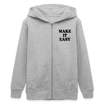 Make it easy - Teens Organic Zip-up Hoodie by Stanley/Stella - heather grey - Front - AI Model Teenager Male light (155cm)