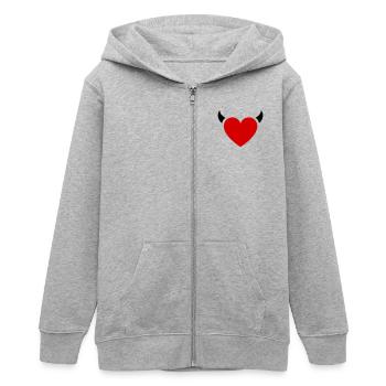 Petites Cornes de Cœur de Diable - Veste à capuche ado bio Stanley/Stella - gris chiné - Devant - AI Model Teenager Male light (155cm)