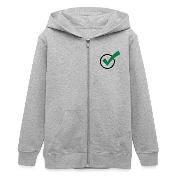 A checkmark - Teens Organic Zip-up Hoodie by Stanley/Stella - heather grey - Front - AI Model Teenager Male light (155cm)
