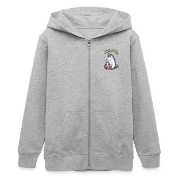 Einhorn liebt Kaffee - Teenager Organic Kapuzenjacke Mini Cultivator von Stanley/Stella - Grau meliert - Vorne - AI Model Teenager Male light (155cm)