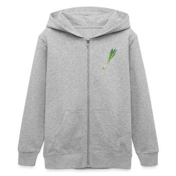 Leek - Teens Organic Zip-up Hoodie by Stanley/Stella - heather grey - Front - AI Model Teenager Male light (155cm)