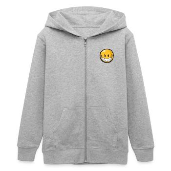 Smiley evil grin - Teens Organic Zip-up Hoodie by Stanley/Stella - heather grey - Front - AI Model Teenager Male light (155cm)