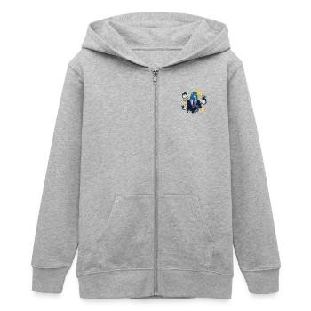 Blue Ink Spirits - A Wolf Heart Whisper - Teens Organic Zip-up Hoodie by Stanley/Stella - heather grey - Front - AI Model Teenager Male light (155cm)