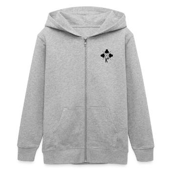 Lettre k trèfle porte bonheur - Veste à capuche ado bio Stanley/Stella - gris chiné - Devant - AI Model Teenager Male light (155cm)