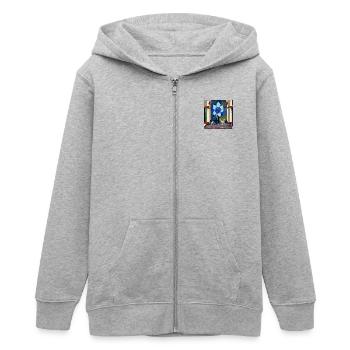 A blue flower in my head - Teens Organic Zip-up Hoodie by Stanley/Stella - heather grey - Front - AI Model Teenager Male light (155cm)